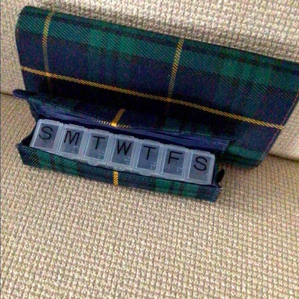 Plaid wallet and pill case